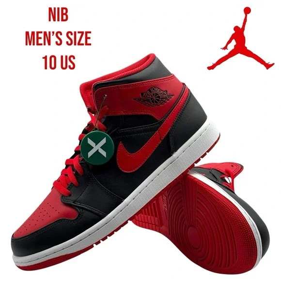 Jordan 1 Mid Alternate Bred 2022 Black/Red Men’s Size 10 Jordan 1 Mid Alternate Bred (2022) Men main image 3